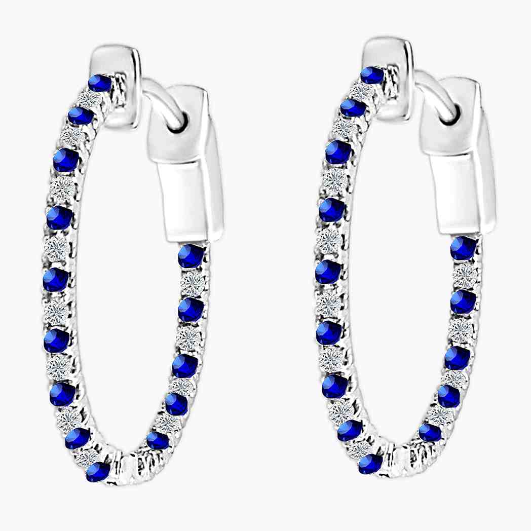 Huggie Hoop Inside Outside Diamond Earrings ER29A50MM26BS